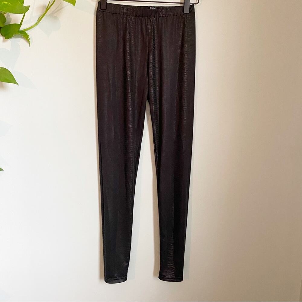Zara Snake Skin Pattern Black Leggings